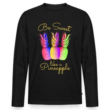 Soyez doux comme un fruit d’été à l’ananas - T-shirt manches longues Premium bio Homme - noir - Devant - Nico (187cm)
