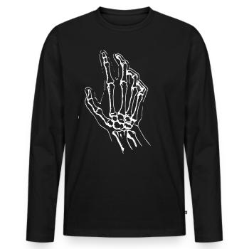 2reborn Skelett Hand scull hand shake skull 01 - Männer Premium Bio Langarmshirt - Schwarz - Vorne - Nico (187cm)