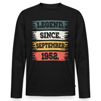 Légende Depuis Septembre 1952 70 Ans Anniversaire - T-shirt manches longues Premium bio Homme - noir - Devant - Nico (187cm)