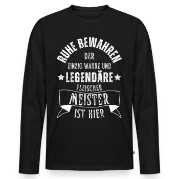 Legendärer Fleischer Meister Beruf - Männer Premium Bio Langarmshirt - Schwarz - Vorne - Nico (187cm)