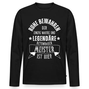 Legendärer Betonbauer Meister Beruf - Männer Premium Bio Langarmshirt - Schwarz - Vorne - Nico (187cm)