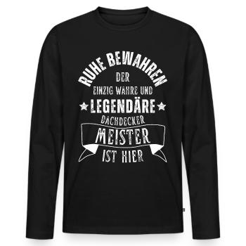 Legendärer Dachdecker Meister Beruf - Männer Premium Bio Langarmshirt - Schwarz - Vorne - Nico (187cm)