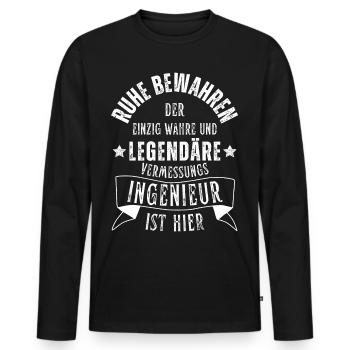 Legendärer Vermessungsingenieur ist hier Beruf - Männer Premium Bio Langarmshirt - Schwarz - Vorne - Nico (187cm)