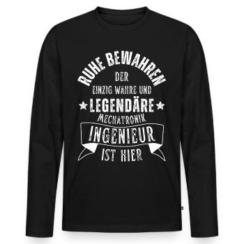 Legendärer Mechatronik Ingenieur ist hier Beruf - Männer Premium Bio Langarmshirt - Schwarz - Vorne - Nico (187cm)
