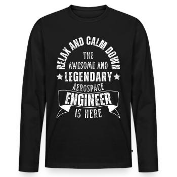 Legendary Aerospace Engineer Profession - Men's Premium Organic Long Sleeve Shirt - black - Front - Nico (187cm)