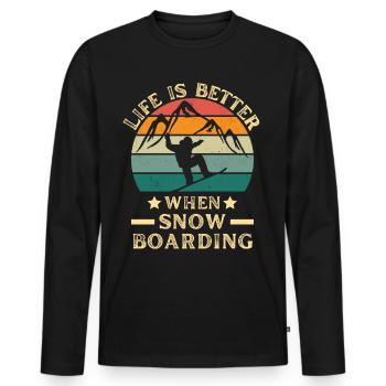 Snowboarden Snowboarding mit Snowboard retro - Männer Premium Bio Langarmshirt - Schwarz - Vorne - Nico (187cm)