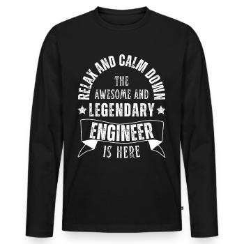 Legendary engineer is a profession here - Men's Premium Organic Long Sleeve Shirt - black - Front - Nico (187cm)