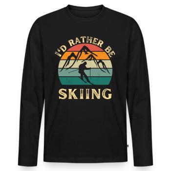 I'd rather be skiing. Ski fahren im Skiurlaub. - Männer Premium Bio Langarmshirt - Schwarz - Vorne - Nico (187cm)