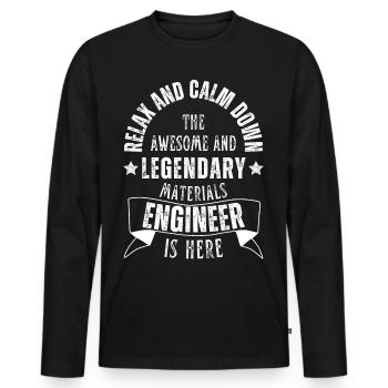 Legendary materials engineer is a profession here - Men's Premium Organic Long Sleeve Shirt - black - Front - Nico (187cm)