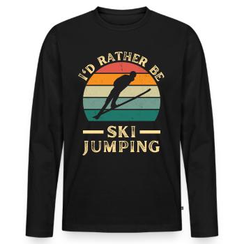 Ski springen. Skispringen im Skiurlaub retro - Männer Premium Bio Langarmshirt - Schwarz - Vorne - Nico (187cm)