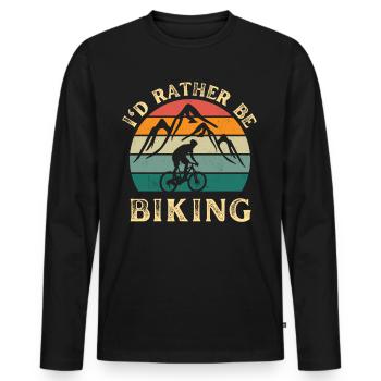 I'd rather be biking. Fahrrad Mountainbike fahren. - Männer Premium Bio Langarmshirt - Schwarz - Vorne - Nico (187cm)