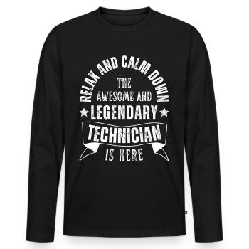 Relax der Legendäre Techniker ist da Retro - Männer Premium Bio Langarmshirt - Schwarz - Vorne - Nico (187cm)
