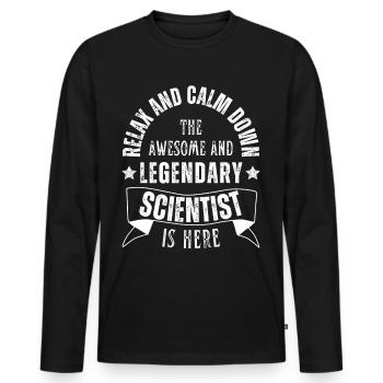 Relax the Legendary Scientist is retro here - Men's Premium Organic Long Sleeve Shirt - black - Front - Nico (187cm)