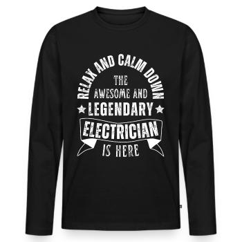 Legendary electrician Profession electronics technician - Men's Premium Organic Long Sleeve Shirt - black - Front - Nico (187cm)