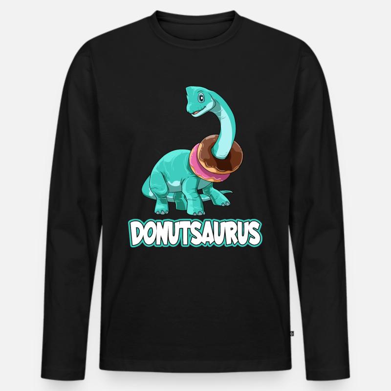 Donutsaurus Dinosaurier Brachiosaurus - Männer Premium Bio Langarmshirt - Schwarz