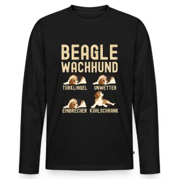 Beagle Guard Dog Funny for Beagle Lovers - Men's Premium Organic Long Sleeve Shirt - black - Front - Nico (187cm)