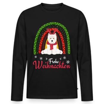 West Highland White Terrier Kawaii Bonbons de Noël - T-shirt manches longues Premium bio Homme - noir - Devant - Nico (187cm)