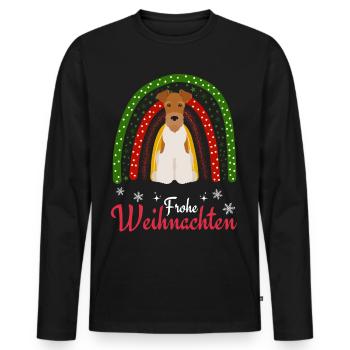 Noël Fox Terrier - T-shirt manches longues Premium bio Homme - noir - Devant - Nico (187cm)