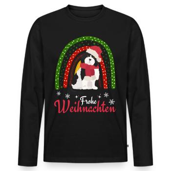 Bobtail Noël Chien de berger anglais - T-shirt manches longues Premium bio Homme - noir - Devant - Nico (187cm)