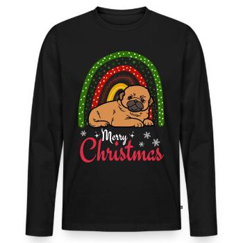 Sweet Pekinese Puppy Christmas Kawaii - Men's Premium Organic Long Sleeve Shirt - black - Front - Nico (187cm)