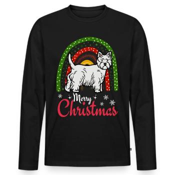 West Highland White Terrier Kawaii Bonbons de Noël - T-shirt manches longues Premium bio Homme - noir - Devant - Nico (187cm)