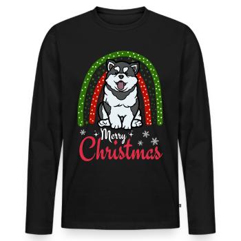 Christmas Sweet Husky Lover Kawaii - Men's Premium Organic Long Sleeve Shirt - black - Front - Nico (187cm)