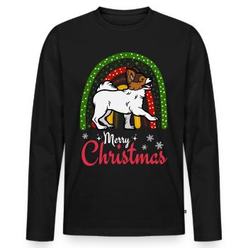 Süßer Papillon Hund Liebhaber Kawaii Weihnachten - Männer Premium Bio Langarmshirt - Schwarz - Vorne - Nico (187cm)