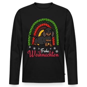 Mignon teckel Noël Puppy Kawaii - T-shirt manches longues Premium bio Homme - noir - Devant - Nico (187cm)