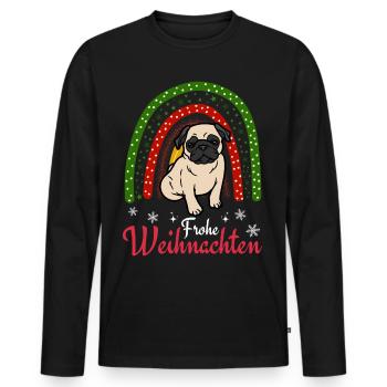 Weihnachten Süßer Mops Liebhaber Kawaii - Männer Premium Bio Langarmshirt - Schwarz - Vorne - Nico (187cm)