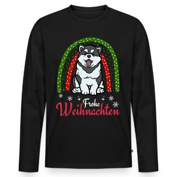 Christmas Sweet Husky Lover Kawaii - Men's Premium Organic Long Sleeve Shirt - black - Front - Nico (187cm)