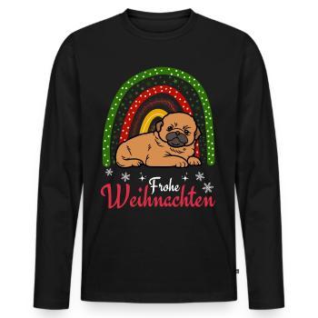 Sweet Pekinese Puppy Christmas Kawaii - Men's Premium Organic Long Sleeve Shirt - black - Front - Nico (187cm)