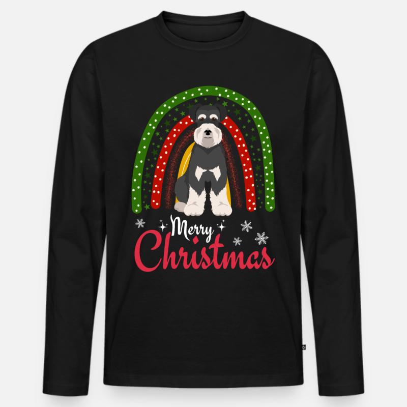 Schnauzer Weihnachten - Männer Premium Bio Langarmshirt - Schwarz