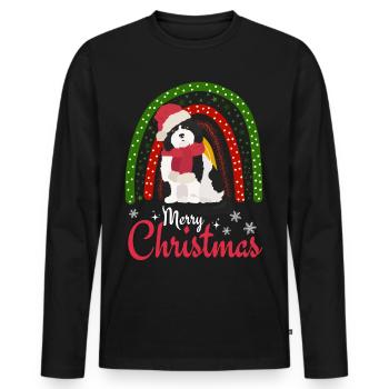 Bobtail Noël Chien de berger anglais - T-shirt manches longues Premium bio Homme - noir - Devant - Nico (187cm)