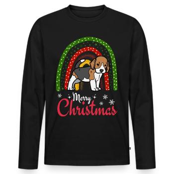 Christmas Sweet Beagle Kawaii - Men's Premium Organic Long Sleeve Shirt - black - Front - Nico (187cm)