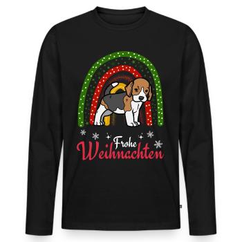 Weihnachten Süßer Beagle Kawaii - Männer Premium Bio Langarmshirt - Schwarz - Vorne - Nico (187cm)