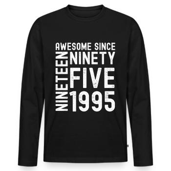 Awesome since 1995 Birthday Gift Year - Men's Premium Organic Long Sleeve Shirt - black - Front - Nico (187cm)