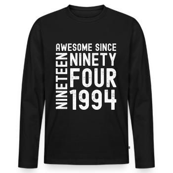 Génial depuis 1994 Année du cadeau d’anniversaire - T-shirt manches longues Premium bio Homme - noir - Devant - Nico (187cm)
