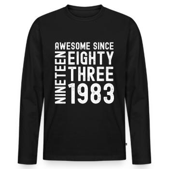 Awesome since 1983 Geburtstag Geschenk Jahreszahl - Männer Premium Bio Langarmshirt - Schwarz - Vorne - Nico (187cm)