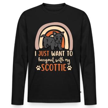 Süßer Scottish Terrier Welpe Liebhaber Kawaii - Männer Premium Bio Langarmshirt - Schwarz - Vorne - Nico (187cm)