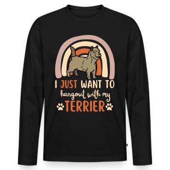 Süßer Cairn Terrier Welpe Liebhaber Kawaii - Männer Premium Bio Langarmshirt - Schwarz - Vorne - Nico (187cm)