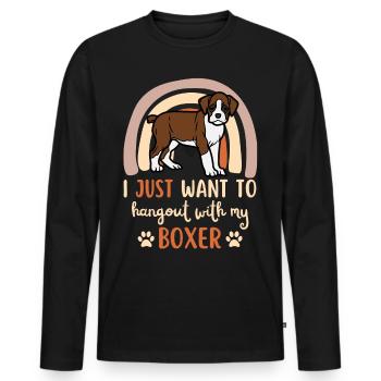 doux boxer allemand chiot kawaii - T-shirt manches longues Premium bio Homme - noir - Devant - Nico (187cm)