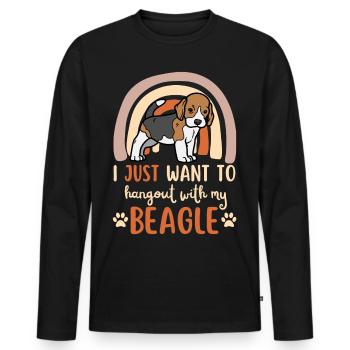 Beagle puppy dog cute beagle kawaii - Men's Premium Organic Long Sleeve Shirt - black - Front - Nico (187cm)