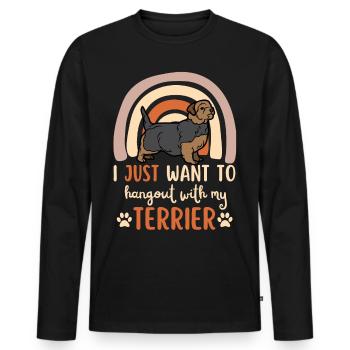 Süßer Norfolk Terrier Welpe Kawaii - Männer Premium Bio Langarmshirt - Schwarz - Vorne - Nico (187cm)