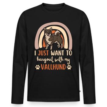 Doux suédois Vallhund Lover Kawaii - T-shirt manches longues Premium bio Homme - noir - Devant - Nico (187cm)