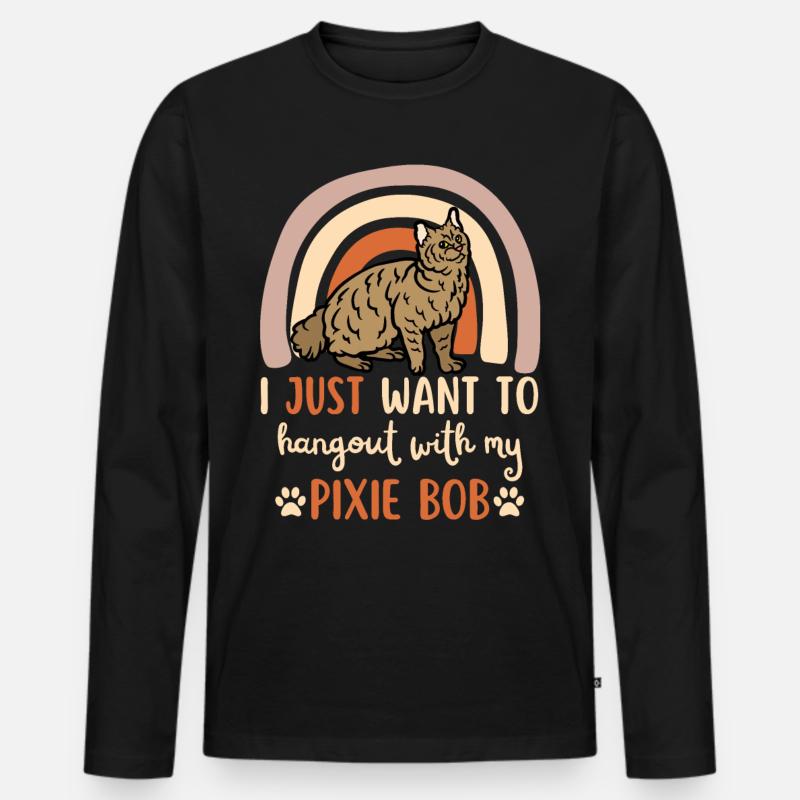 Mignon Pixie Bob Cat - T-shirt manches longues Premium bio Homme - noir