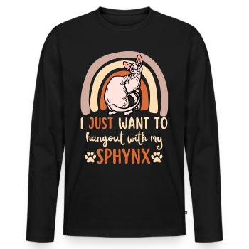 Mignon chat Sphynx - T-shirt manches longues Premium bio Homme - noir - Devant - Nico (187cm)