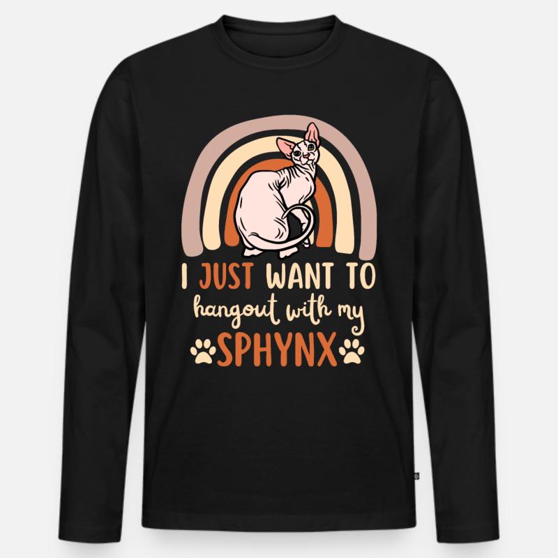 Süße Sphynx Katze - Männer Premium Bio Langarmshirt - Schwarz
