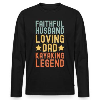 Ehemann Vater Kayak Legende Retro Vintage - Männer Premium Bio Langarmshirt - Schwarz - Vorne - Nico (187cm)