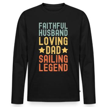 Husband Father Sailing Legend Retro Vintage - Men's Premium Organic Long Sleeve Shirt - black - Front - Nico (187cm)
