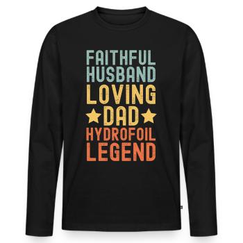 Mari Père Hydroptère Légende Rétro Vintage - T-shirt manches longues Premium bio Homme - noir - Devant - Nico (187cm)